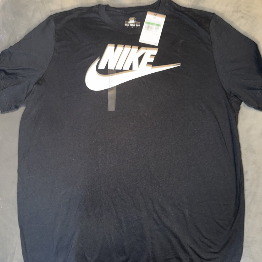 Nike Men's Cotton Tshirt Blk With White Nike Swoosh Sz XL